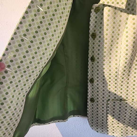 Susan Graver Style Green Polka Dot Jacquard Blazer - Size Small - Picture 6 of 6